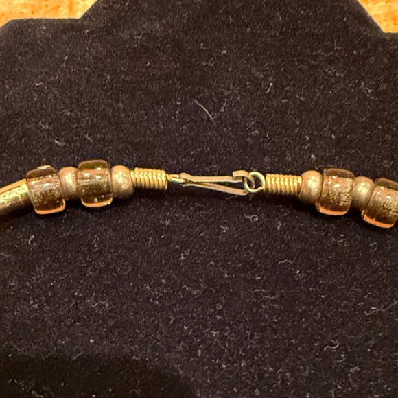 Brown and Gold Toned Mixed Material Choker Necklace - Picture 5 of 14